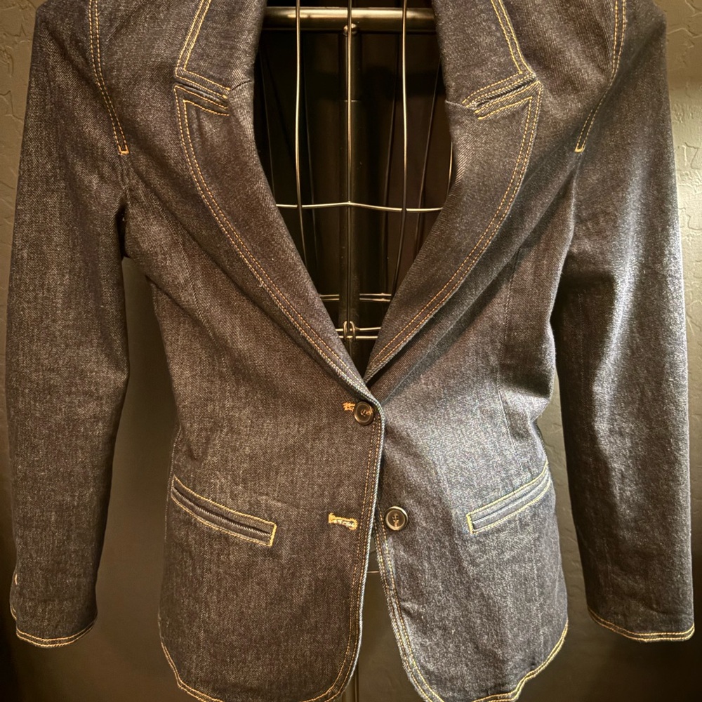 Zara Dark Denim Blazer Jacket